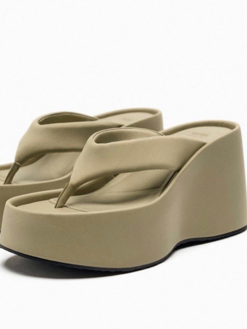 Platform Thong Sandals in Beige - Women's Elevated Flip Flops